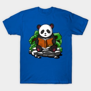 Cute Panda Bear Funny Book Lover T-Shirt